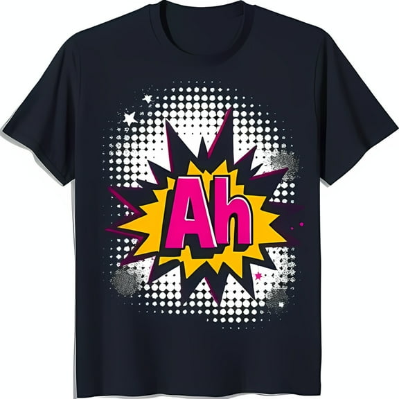 Bold Black T-Shirt with Eye Catching Comic Book Graphic and Design
