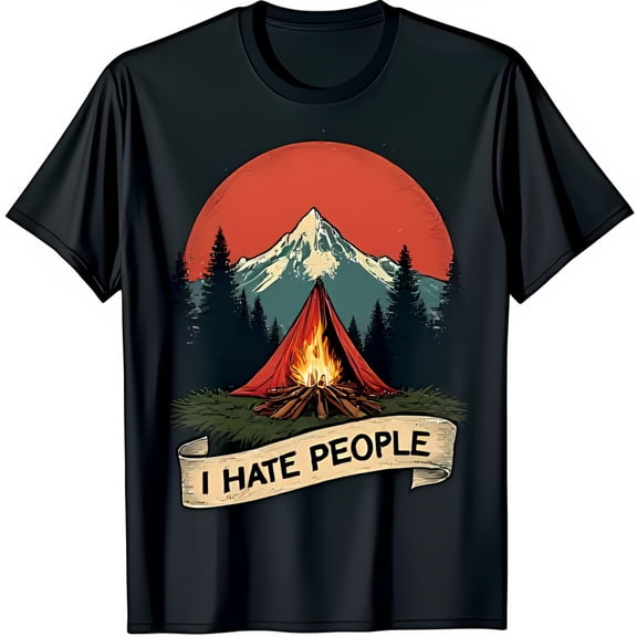 Bold Black T-Shirt with Eye Catching Graphic I HATE PEOPLE Statement Tee