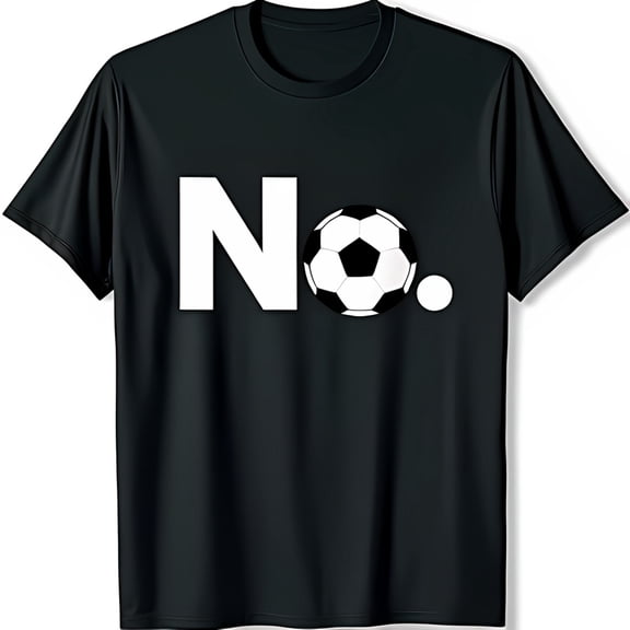 Bold Black T-Shirt with Eye Catching No Graphic & Soccer Ball Design