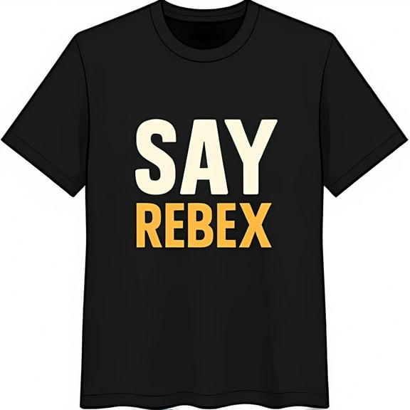 Bold Black T-Shirt with Eye Catching SAY REBEX Graphic Design