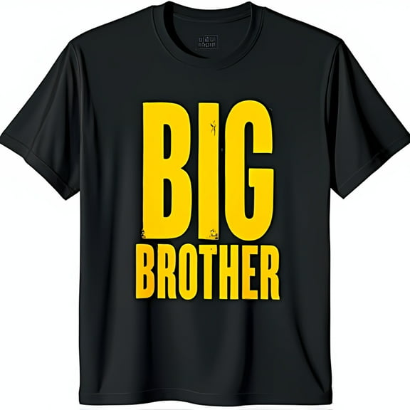 Bold Black T-Shirt with Eye Catching Yellow BIG BROTHER Design Casual Comfort