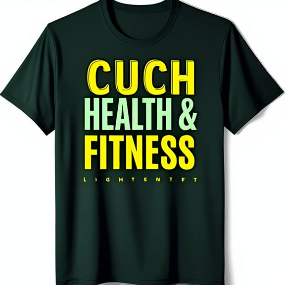 Bold Black T-Shirt with Eye Catching Yellow & Green Graphic CUCH & Fitness Design