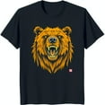 thumbnail image 1 of Bold Black T-Shirt with Fierce Bear Graphic Snarling Face Design, 1 of 5