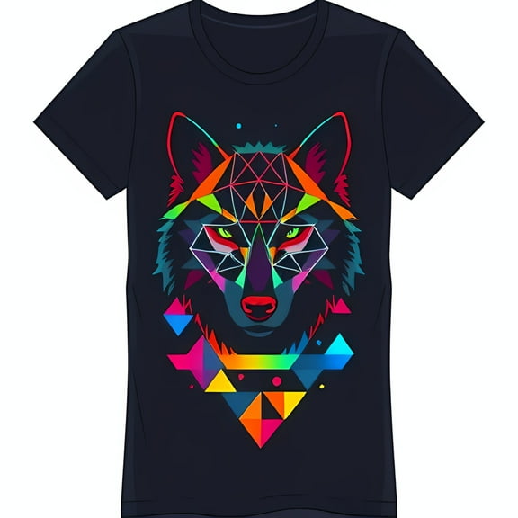 Bold Black T-Shirt with Geometric Graphic Unique Animal Design for Individuality