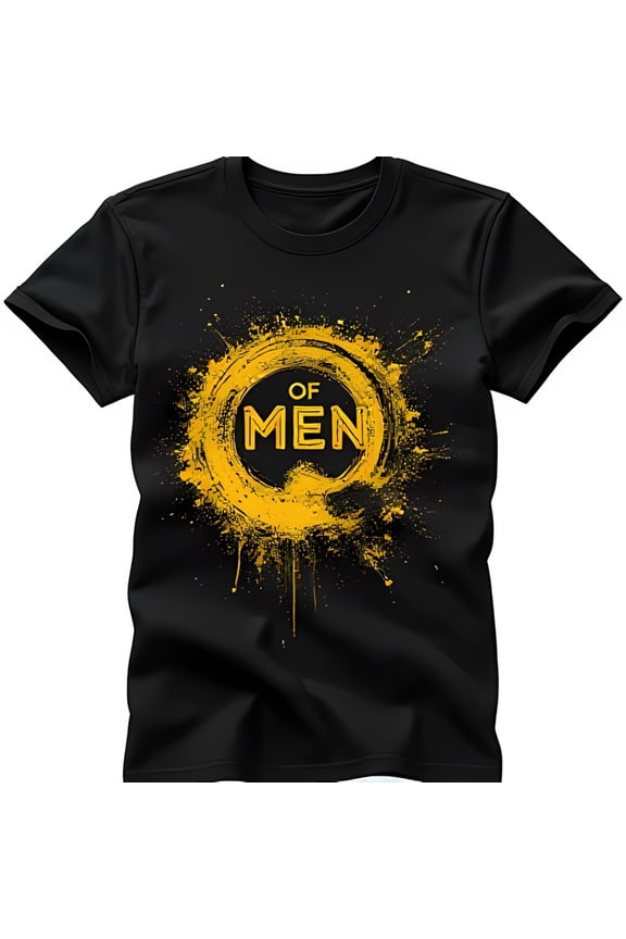 Bold Black T-Shirt with Gold OF MEN Graphic Splatter Design