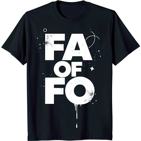 Bold Black T-Shirt with Graffiti Style 'FA OF FO' Chest Graphic Eye Catching Design