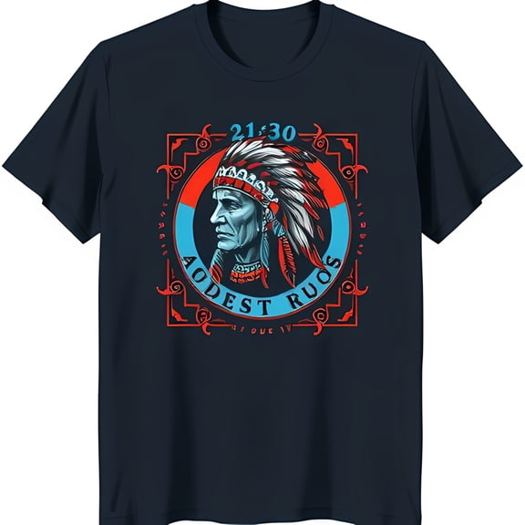 Bold Black T-Shirt with Graphic & Red '21:30 ODEST RUOS' Design