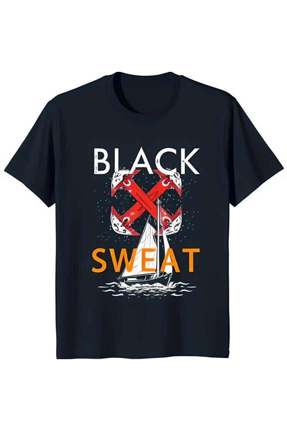 Bold Black T-Shirt with Graphic: Work & Ambition Design