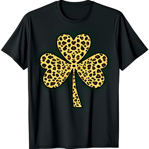 Bold Black T-Shirt with Green and Vibrant Print Design for St Day