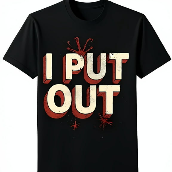 Bold Black T-Shirt with 'I PUT OUT' Graphic & Firework Design a Statement