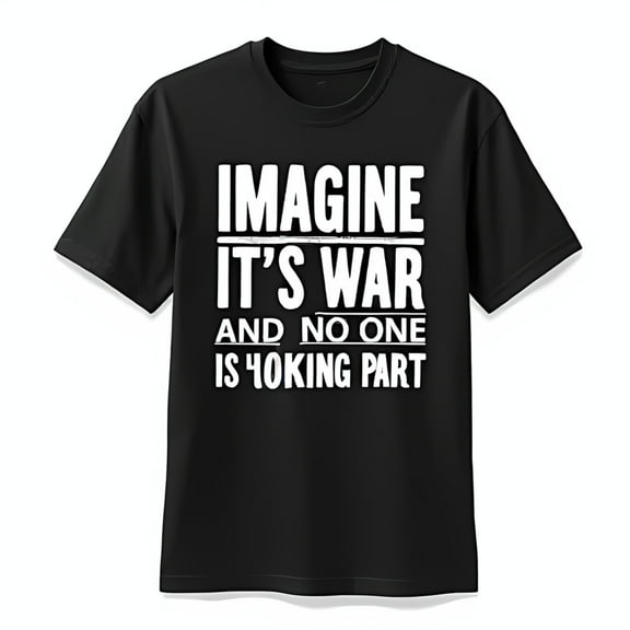 Bold Black T-Shirt with Imagine It's War Graphic Unique Style