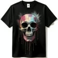 thumbnail image 1 of Bold Black T-Shirt with Intricate Graphic & Dripping Design, 1 of 5