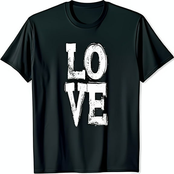 Bold Black T-Shirt with LOVE Graphic Statement Tee