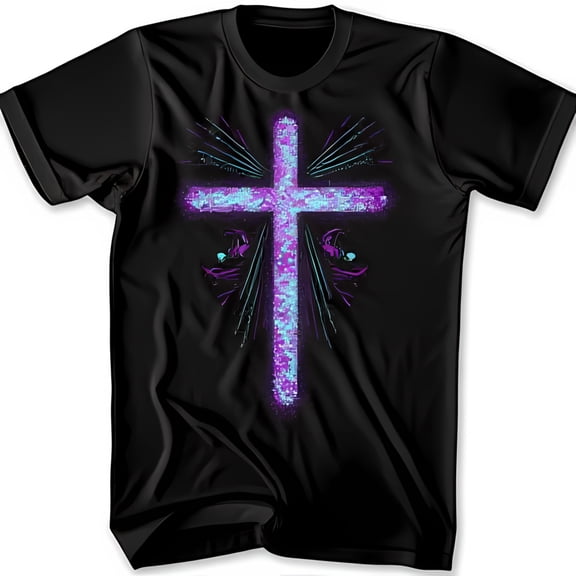 Bold Black T-Shirt with Large & Blue Graphic Design