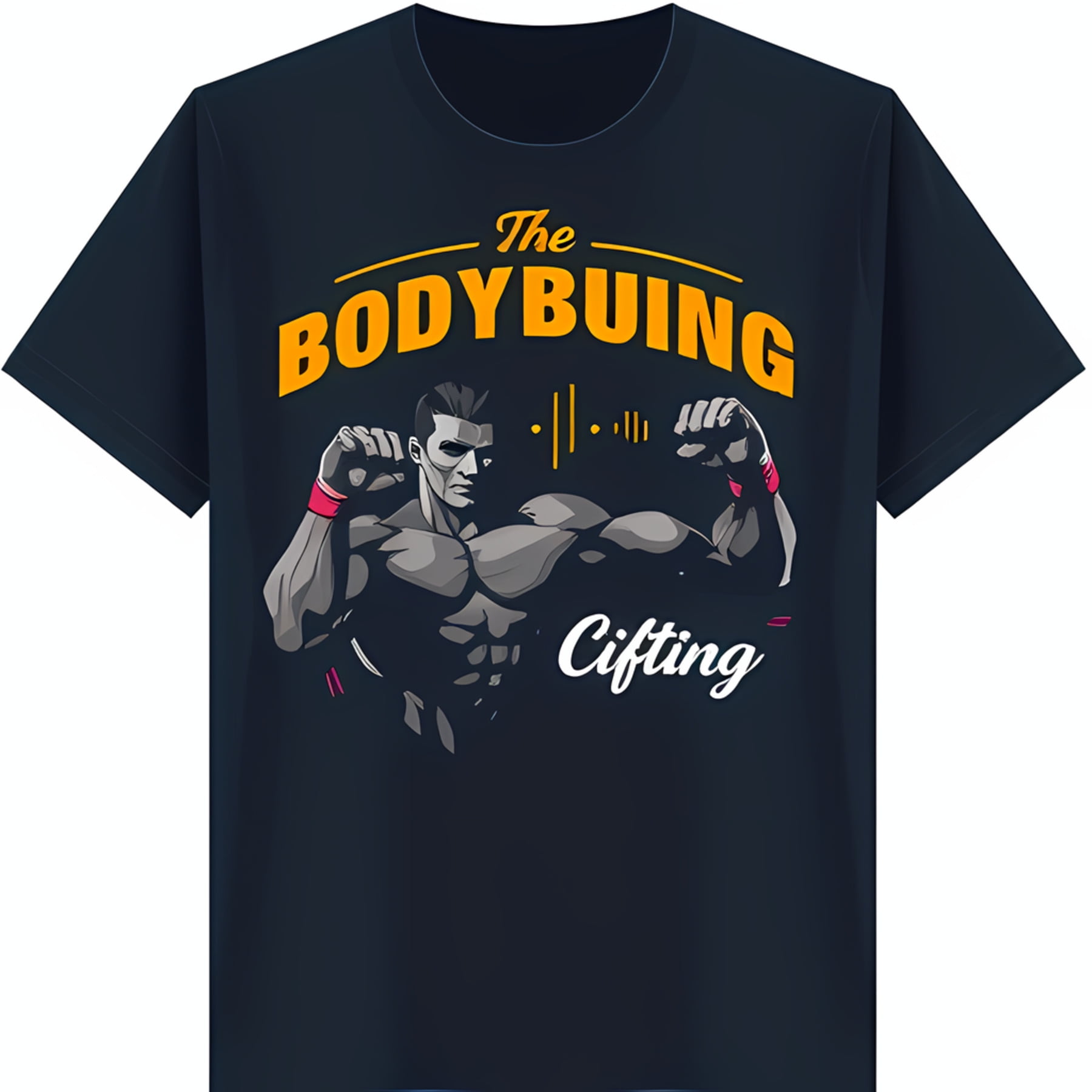 Bold Black TShirt with Muscular Man Graphic 'The Bodybuilding' Design