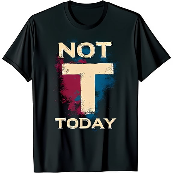 Bold Black T-Shirt with NOT TODAY Graphic & Splatter Design