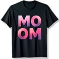 thumbnail image 1 of Bold Black T-Shirt with Playful Gradient 'MOM' Chest Graphic Stylish & Comfortable, 1 of 5