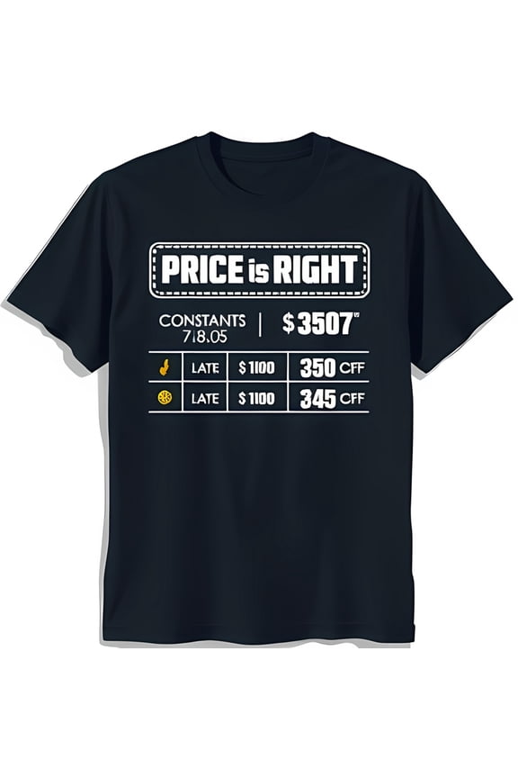 Bold Black T-Shirt with 'Price is Right' Graphic & Table Design Unique Style