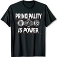 thumbnail image 1 of Bold Black T-Shirt with Principality Is Power Graphic & Unique Design, 1 of 5