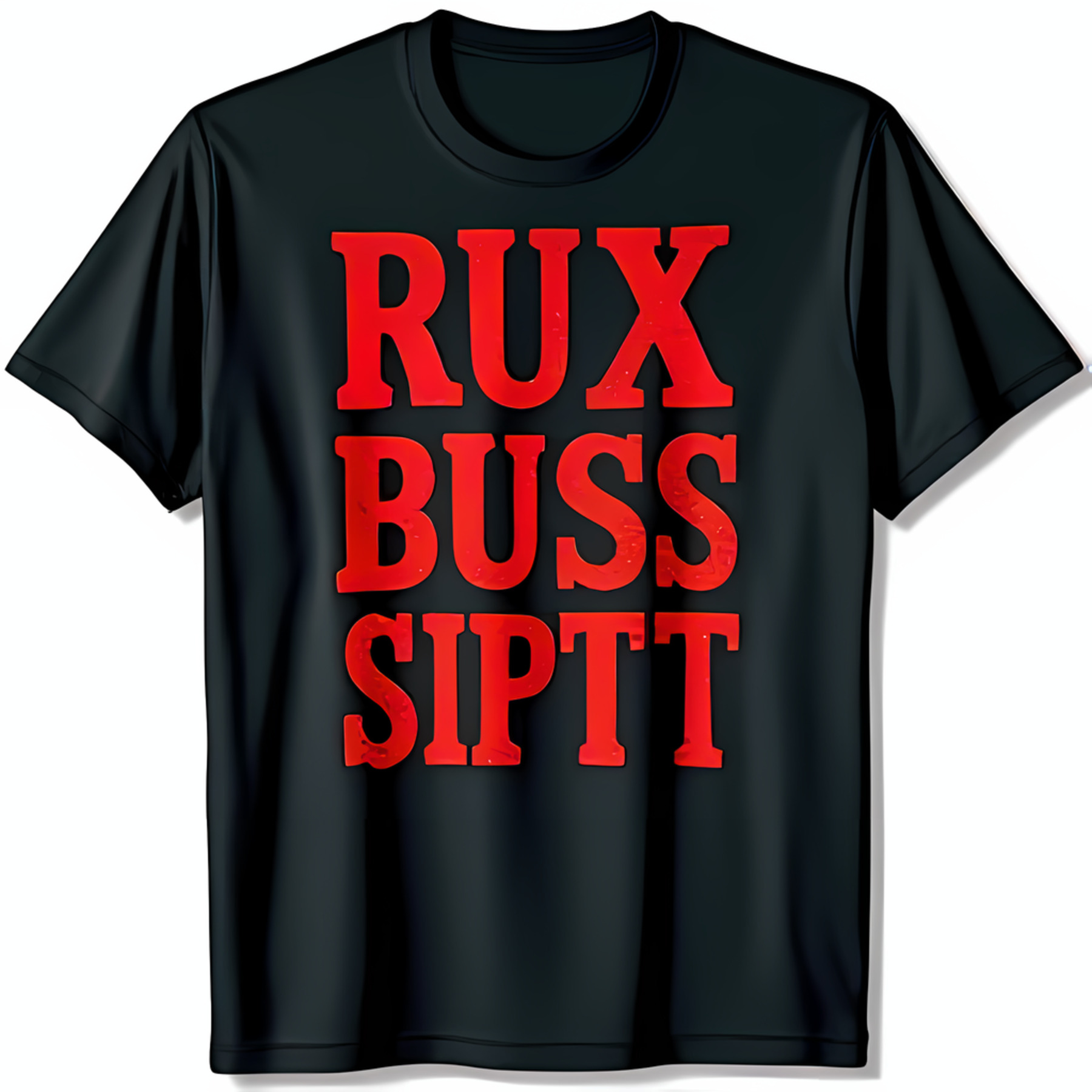 Red Rux Bold Black T-Shirt with Red Rux Buss Siptt Graphic Casual Neck Style ...
