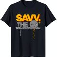 thumbnail image 1 of Bold Black T-Shirt with Red & Yellow 'SAVV THE TOTAL TELEVISION' Graphic, 1 of 5
