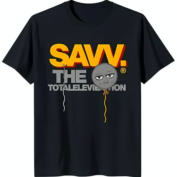 Bold Black T-Shirt with Red & Yellow 'SAVV THE TOTAL TELEVISION' Graphic