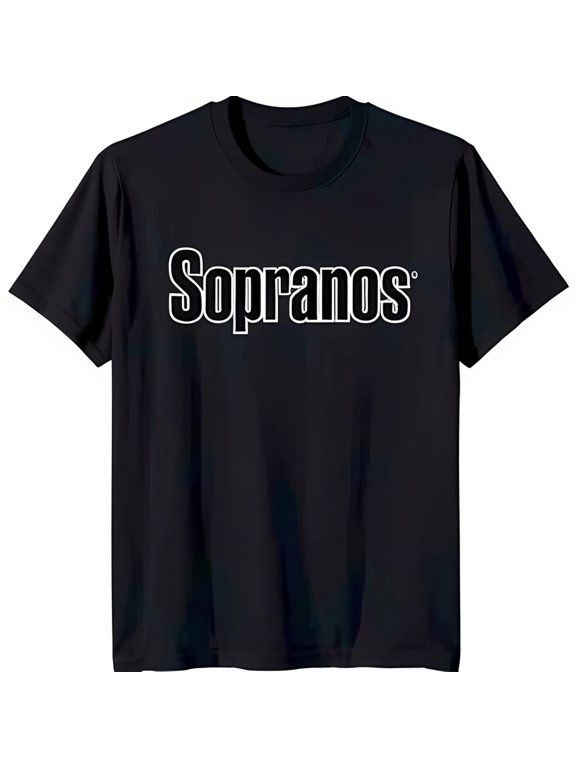 Bold Black T-Shirt with 'Sopranos' Graphic Classic Neck Design