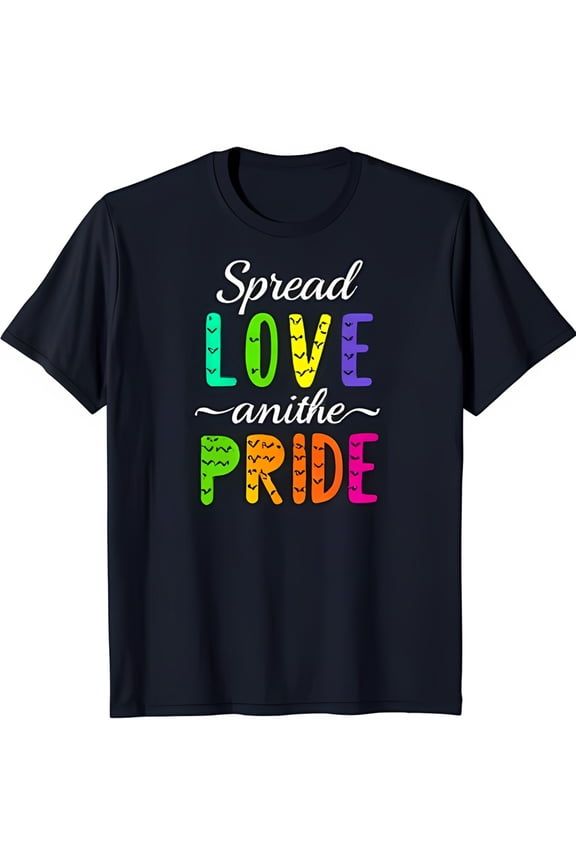 Bold Black T-Shirt with Spread Love and the Pride Graphic