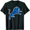 thumbnail image 1 of Bold Black T-Shirt with Striking Blue Leaping Lion Graphic on Chest, 1 of 5