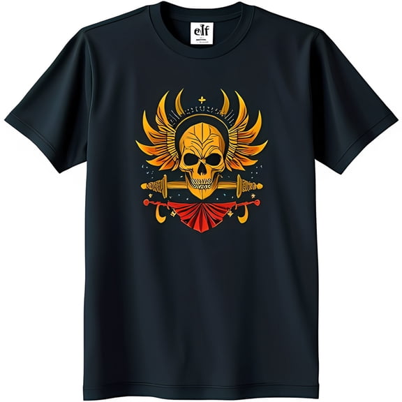 Bold Black T-Shirt with Striking Gold Wings & Graphic