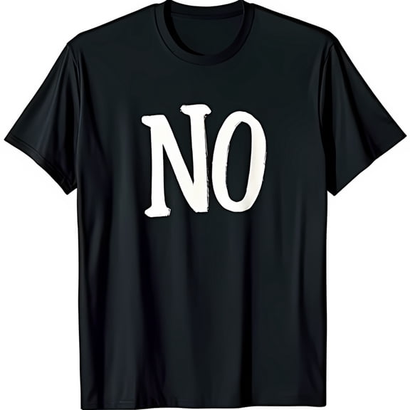 Bold Black T-Shirt with Striking NO Graphic Simple Statement Tee