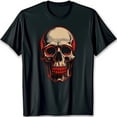 thumbnail image 1 of Bold Black T-Shirt with Striking Red & White Graphic Edgy Design, 1 of 5