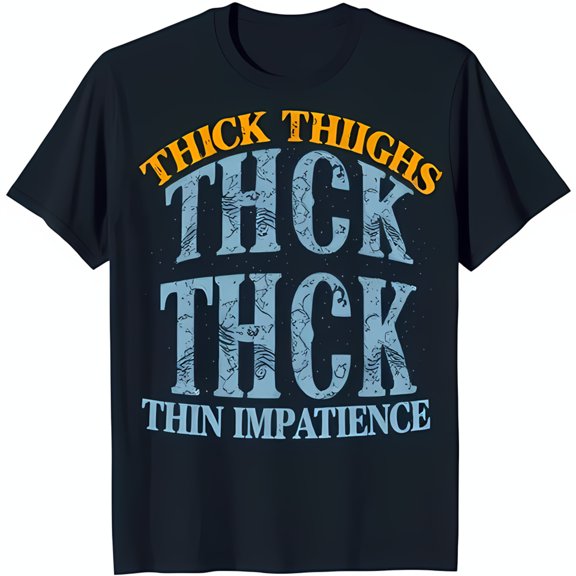 Bold Black T-Shirt with THICK THIGHS Graphic in & Blue