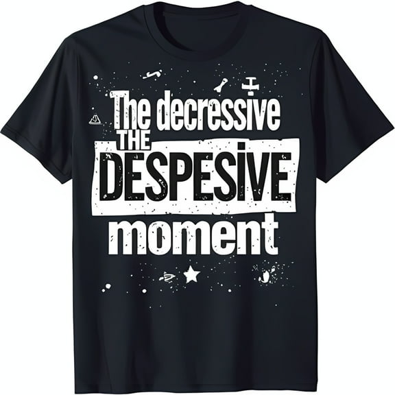 Bold Black T-Shirt with 'The Decresive the DESPESIVE Moment' Graphic Print