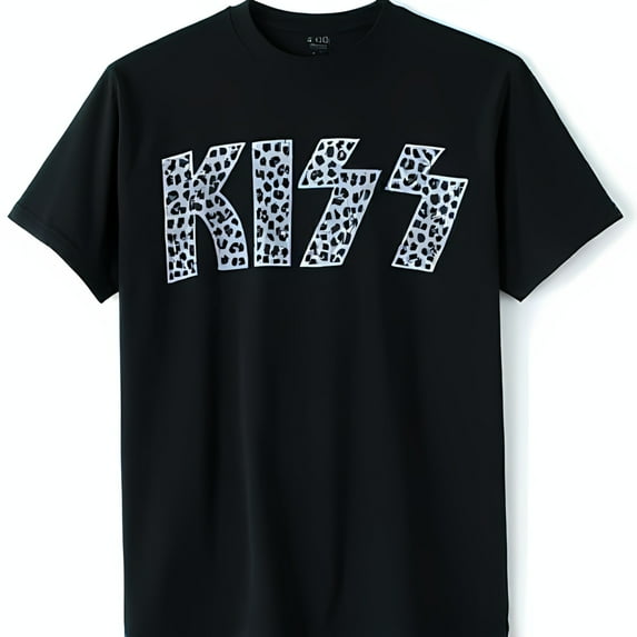 Bold Black T-Shirt with Unique Print KISS Graphic Relaxed Fit