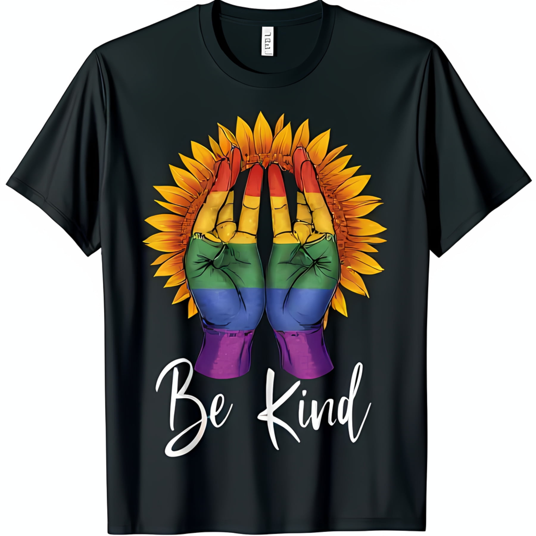 Bold Black TShirt with Vibrant LGBTQ Graphic Spread Kindness