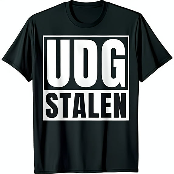 Bold Black T-Shirt with White UDG STALEN Graphic Eye Catching Design