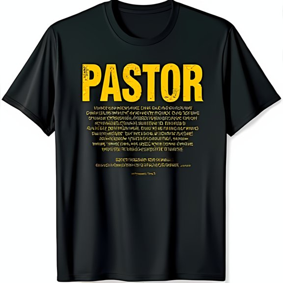 Bold Black T-Shirt with Yellow 'PASTOR' Inscription & Stylish & Unique Design