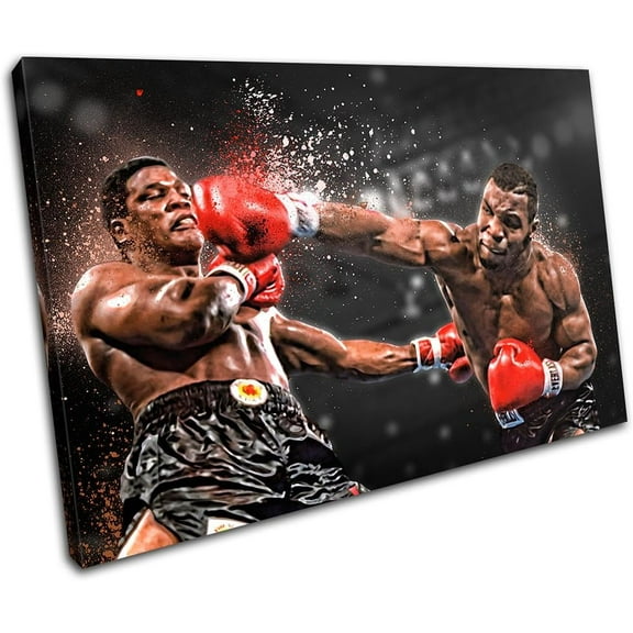 Bold Bloc Design - Boxing Mike Tyson Sports 90x60cm Single Canvas Art Print Box Framed Picture Wall Hanging - Hand Made in The UK - Framed and Ready to Hang