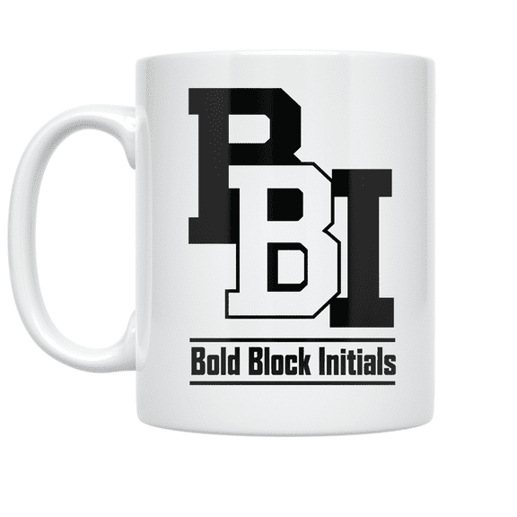 Bold Block Initials Monogram Design - Personalization Enthusiast - 11 oz Ceramic Coffee Mug