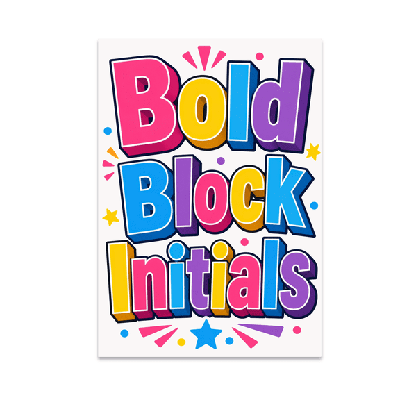 Bold Block Initials Monogram Wall Decor - Home Decor Enthusiast - 13x19 Poster Print