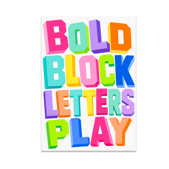 Bold Block Letters Play - Monogram Art Enthusiast - 13x19 Poster Print