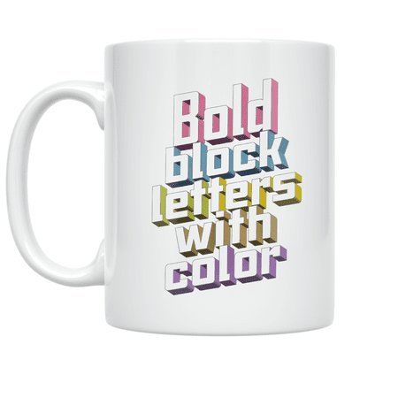 Bold Block Letters with Color - Typography Enthusiast - 11 oz Ceramic Coffee Mug