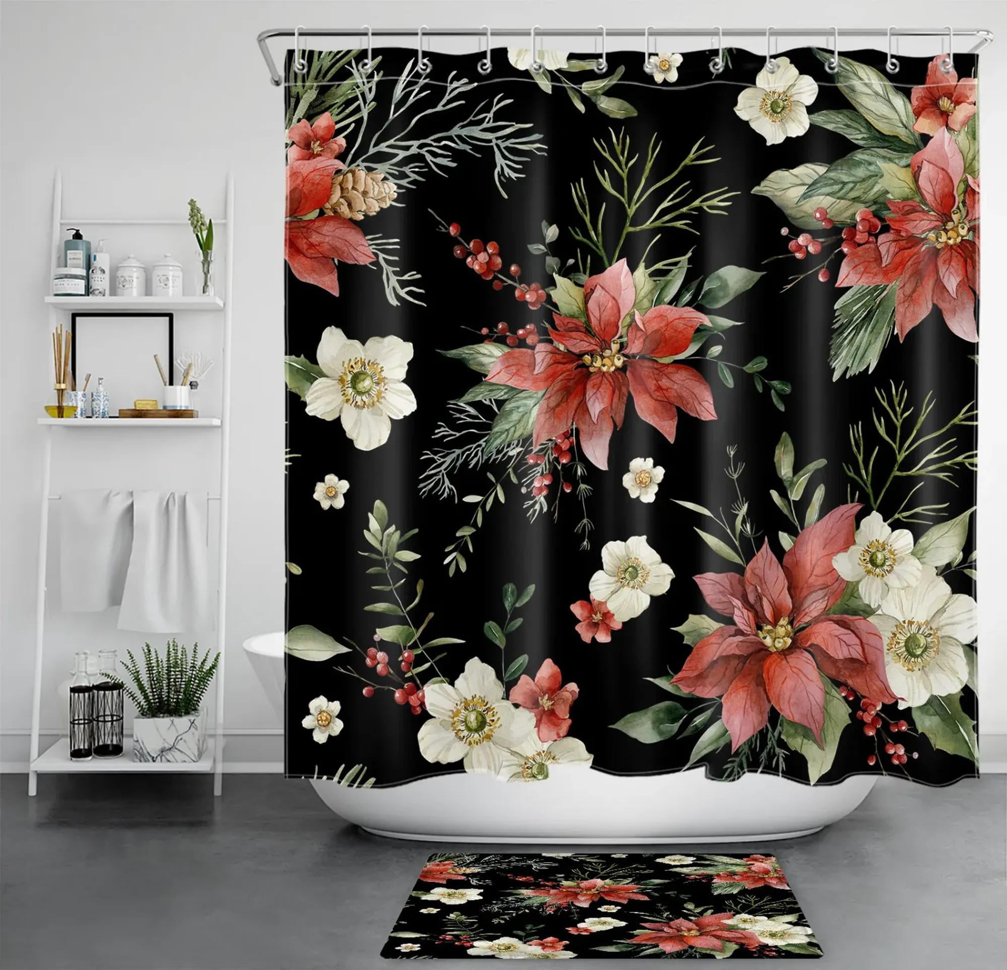 Bold Blossoms: Colorful Floral Shower Curtain Set to Transform Your ...