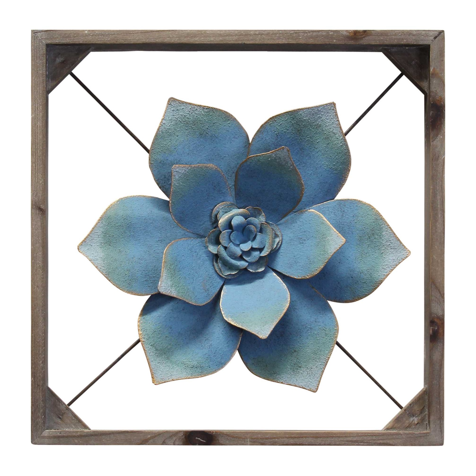 Bold Blue Framed Metal Flower - Walmart.com