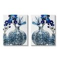 thumbnail image 1 of Bold Blue Ikebana Patterned Vase Botanical & Floral Graphic Art Gallery Wrapped Canvas Print Wall Art, Set of 2, 1 of 7
