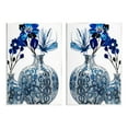 thumbnail image 1 of Bold Blue Ikebana Patterned Vase Botanical & Floral Graphic Art Unframed Art Print Wall Art, Set of 2, 1 of 7