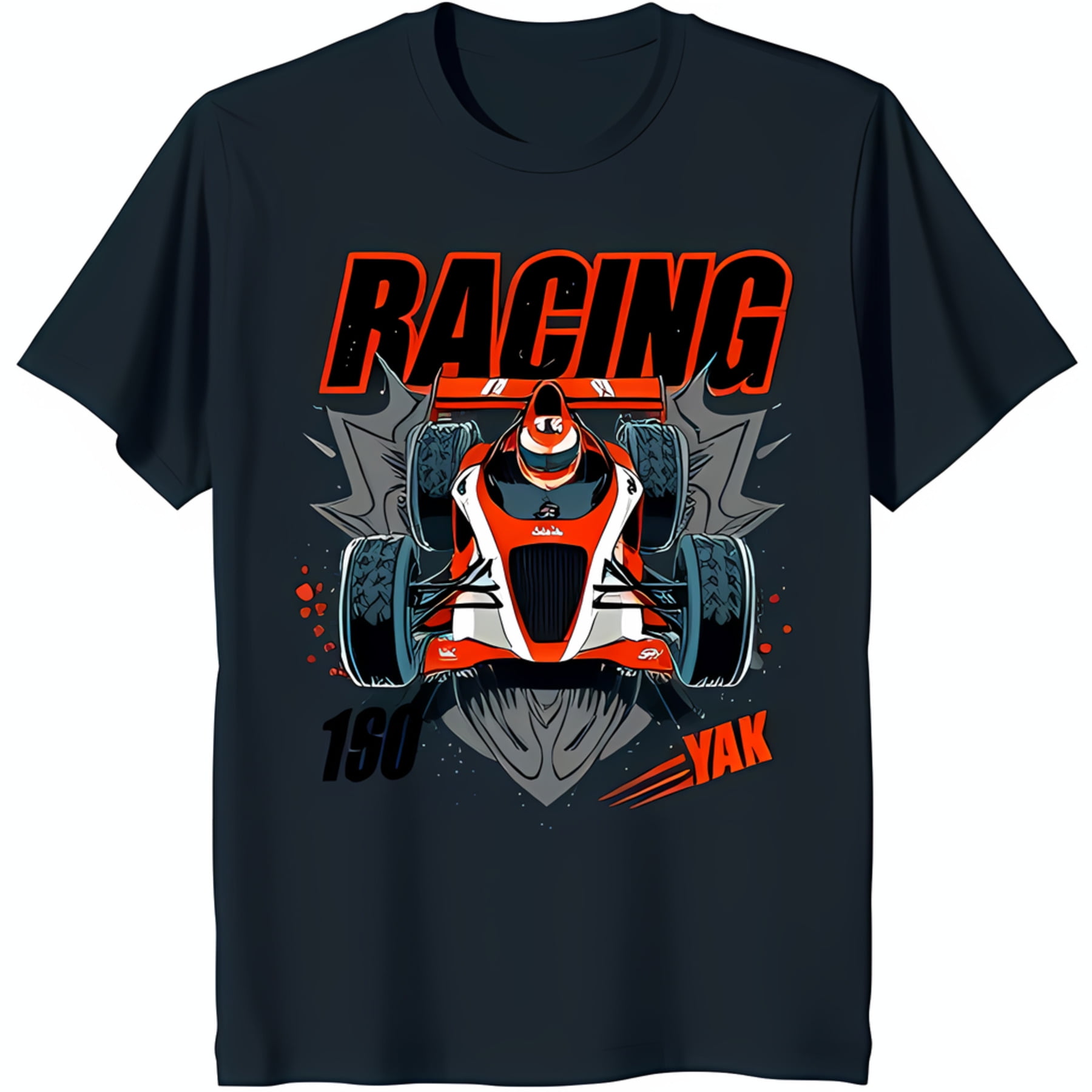 Bold Blue T-Shirt with Cartoon Race Car Graphic & 'Racing' Text ...