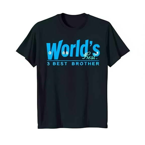 Bold Blue & White Graphic 'World's Best 3 Best Brother' Black T-Shirt