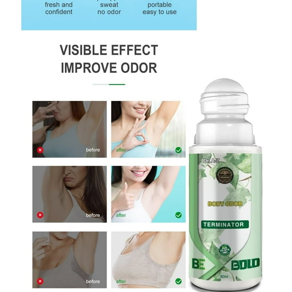 Be Bold Body Odor Eliminator Roll On Under Arm Deodorant For Men, Women, Body Odor Terminator Works At Source Armpits Sweat,  Antiperspirant for Men, Women, Long-Lasting